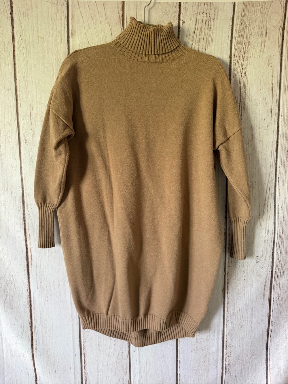 Apricot Women's Camel Brown Turtleneck Oversized Tunic/Dress Sweater Size US 4